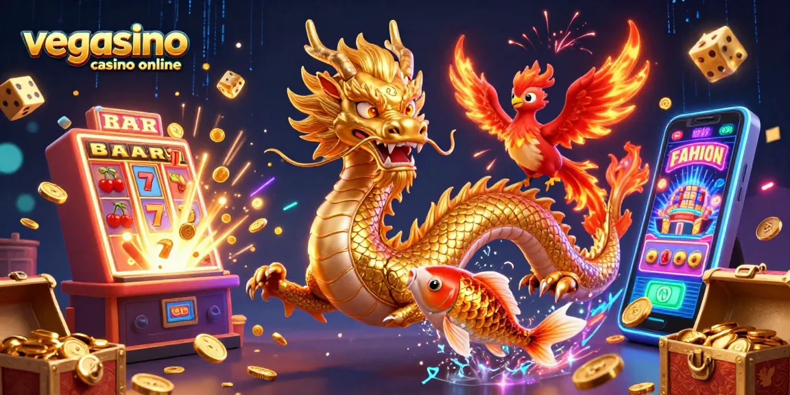 Enjoy exciting games at vegasino casino online with a vibrant 3D illustration bursting with action and rewards.