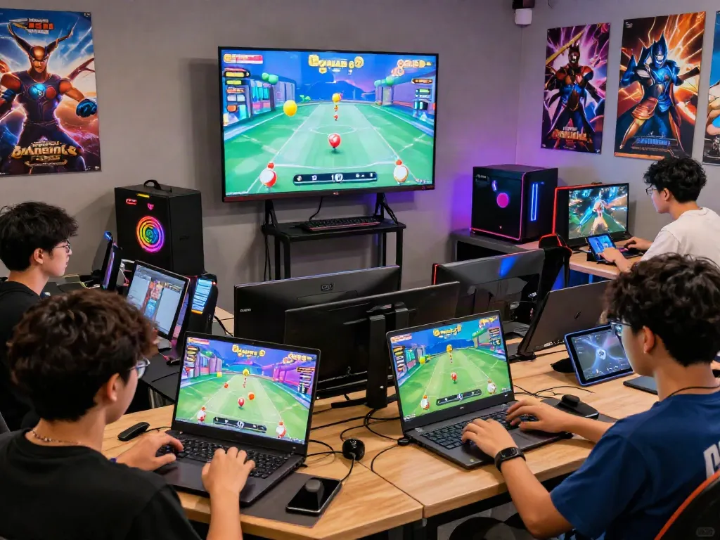 Engaging GGSoft alternatif gaming scene with players enjoying Bounce Ball on various devices.
