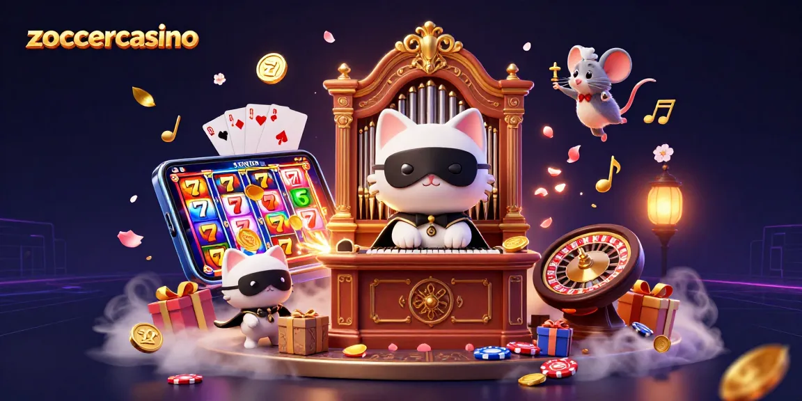 Experience the excitement of zoccercasino with a vibrant 3D gaming scene featuring slots, cards, and a lively atmosphere.
