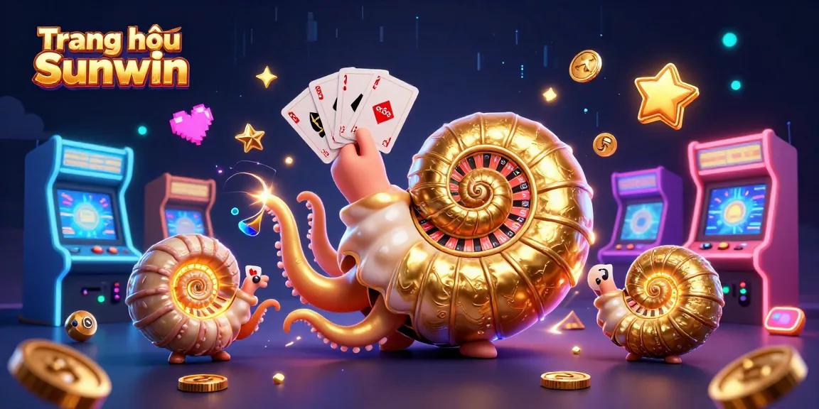 Engage with Trang chủ Sunwin featuring a vibrant casino scene with a giant nautilus roulette and glowing game elements.