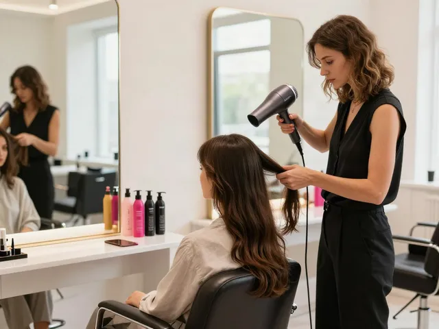 Friseursalon mit Laifen Föhn, der während des Haaretrocknens verwendet wird.