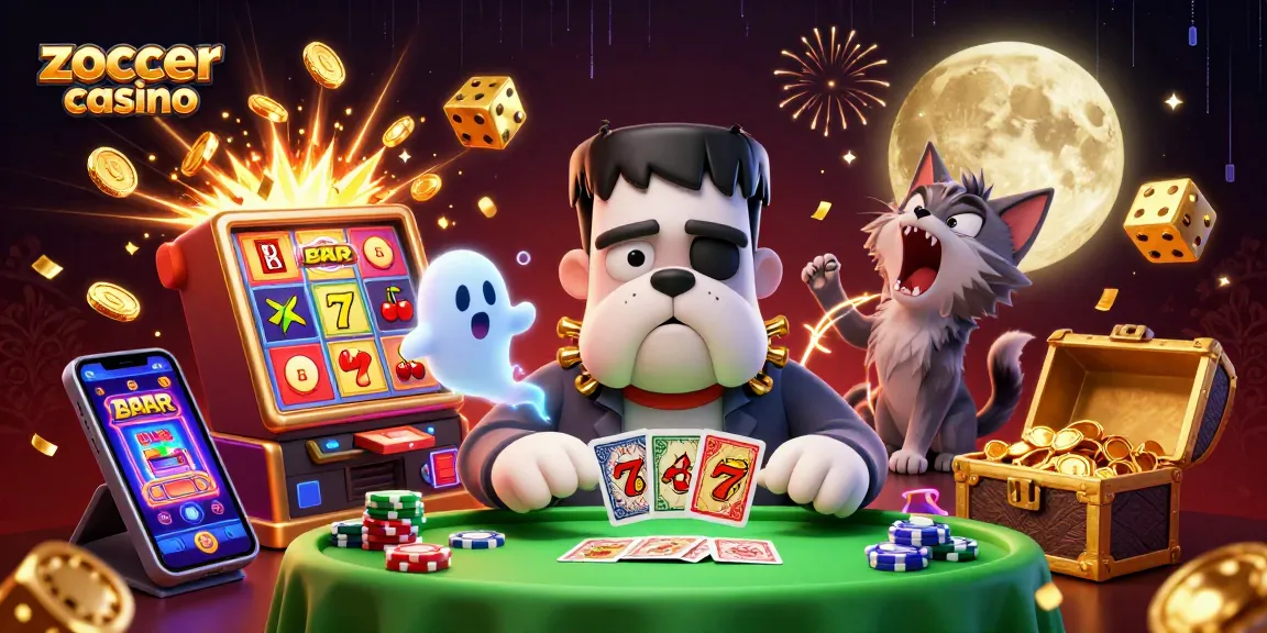 Zoccer casino's vibrant scene features characters and dynamic gaming elements exploding with excitement.